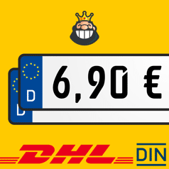 DIN-Normierte Kfz-Kennzeichen für 6,95 € - Versand per DHL